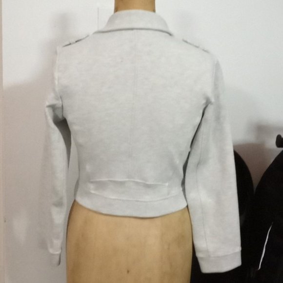ZARA trf collection Moto biker grey jersey jacket Size L - Picture 3 of 4